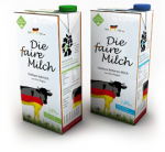 Die faire Milch mit Ohne-Gentechnik-Logo und im Preis kostendeckend für den Landwirt. Quelle: MVS Bild: Milchpackung - die faire Milch